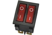 картинка Выключатель двух клавишный 15А ON-OFF красный с подсветкой REXANT от интернет-магазина К1-СТРОЙ