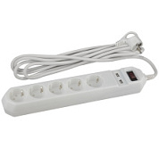 картинка Сетевой фильтр 5 гнезд 2xUSB-W 1,5м. Белый ЭРА от интернет-магазина К1-СТРОЙ