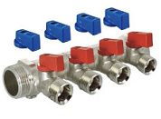 картинка Коллектор с шаровыми кранами 3/4" х 1/2" под конус – на 4 выхода TIM от интернет-магазина К1-СТРОЙ