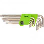 картинка Набор ключей имбусовых Tamper-Torx , 9 шт: ТТ10-ТТ50.45x, закаленные, удлиненные, никель Сибртех от интернет-магазина К1-СТРОЙ