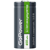 картинка Аккумулятор Li-ion 16340 PK1 3V 650mAh с защитой GoPower от интернет-магазина К1-СТРОЙ