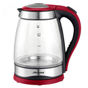 картинка Чайник электрический АКСИНЬЯ КС-1004, корпус из жаропр. стекла, черный с красный от интернет-магазина К1-СТРОЙ