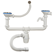 картинка Сифон двойной 31/2 40 с одним отводом и гибкая труба, A-50092 ORIO от интернет-магазина К1-СТРОЙ
