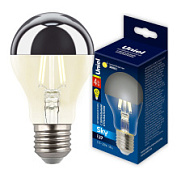 картинка Лампа светодиодная LED-A60-4W-3000K-E27-CL MIRROR-CHROME PLS02WH форма A. прозрачная колба с зеркальным отражателем. Серия Sky. Теплый белый свет 3000K ТМ Uniel от интернет-магазина К1-СТРОЙ