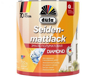 картинка Эмаль полуматовая белая 0,75л Seidenmattlack Dufa от интернет-магазина К1-СТРОЙ