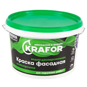 картинка Краска водно-дисперсионная фасадная особопрочная 3кг зеленая Krafor от интернет-магазина К1-СТРОЙ