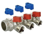 картинка Коллектор с шаровыми кранами 3/4" х 1/2" под конус - на 3 выхода TIM от интернет-магазина К1-СТРОЙ