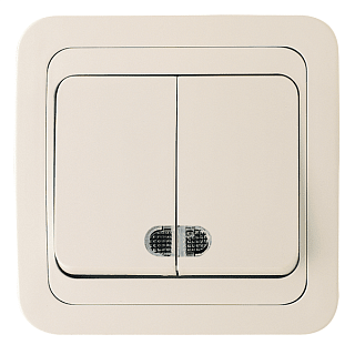картинка Выключатель 2-клавишный с подсветкой крем Makel Mimoza  от интернет-магазина К1-СТРОЙ