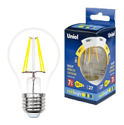 картинка Лампа светодиодная прозрачная LED-A60-7W-WW-E27-CL-MB GLM10TR, 100-50-10 Uniel от интернет-магазина К1-СТРОЙ