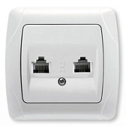 картинка Розетка телефонная 2-ая белая Viko Carmen от интернет-магазина К1-СТРОЙ