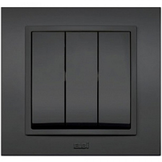 картинка Выключатель 3-клавишный черный EL-BI от интернет-магазина К1-СТРОЙ