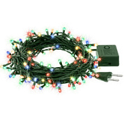 картинка Светодиодная гирлянда цветная 100 ламп зеленый шнур 5м. от интернет-магазина К1-СТРОЙ