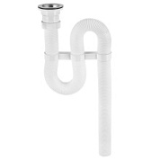 картинка Сифон гофрированный с нержавеющей чашкой D70 мм, белый 1 1/2"″-38мм 30980132 ВИРПЛАСТ от интернет-магазина К1-СТРОЙ