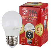 картинка Лампа светодиодная ЭКО 6w E27 2700k Led шар ЭРА от интернет-магазина К1-СТРОЙ