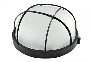 картинка Влагозащищенный светильник черный круг 100Вт IP54 с решеткой от интернет-магазина К1-СТРОЙ