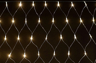 картинка Светодиодная гирлянда сетка теплый, прозрачный шнур 1.5х1.5м от интернет-магазина К1-СТРОЙ