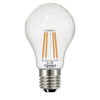 картинка Лампа светодиодная FILAMENT A60 6W E27 2700K GENERAL от интернет-магазина К1-СТРОЙ