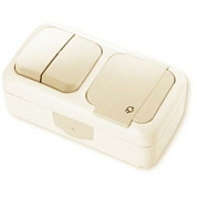 картинка Розетка с крышкой+2-клавишный выключатель наружный крем IP54 Viko Palmiye от интернет-магазина К1-СТРОЙ