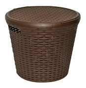 картинка Емкость (корзина) для хранения круглая с крышкой, (коричневая) 20 л "РОТАНГ" (1/10) ВИОЛЕТ от интернет-магазина К1-СТРОЙ