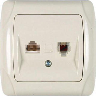 картинка Розетка телефон+интернет CAT5e+TF крем Viko Carmen от интернет-магазина К1-СТРОЙ