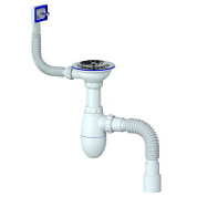 картинка Сифон B425P 3 1/2х40 с прямоугольным переливом, с гофрой 40х40х50 винт, шток, ручка - пластик 541219 Unicorn от интернет-магазина К1-СТРОЙ