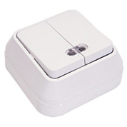 картинка Выключатель 2-клавишный с подсветкой наружный белый Makel Lillium  от интернет-магазина К1-СТРОЙ