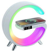 картинка Лампа-ночник 10Вт RGB с беспроводной зарядкой, Bluetooth-колонкой и будильником от интернет-магазина К1-СТРОЙ