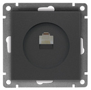 картинка Компьютерная одноместная розетка серия "Афина", с/у, 1а, RJ45, графит еврослот A0051-Gr UNIVersal от интернет-магазина К1-СТРОЙ