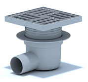 картинка Трап горизонтальный выпуск 50, регулируемый решетка 15x15 нержавеющая, TA5612 АНИ ПЛАСТ от интернет-магазина К1-СТРОЙ