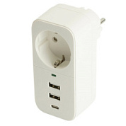 картинка Сетевой фильтр STEKKER Nova HM81-11-1, 2 USB + Type-C, белый от интернет-магазина К1-СТРОЙ