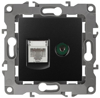 картинка Розетка комбинированная RJ45+TV, 12-3110-05 антрацит ЭРА от интернет-магазина К1-СТРОЙ