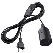 картинка Патрон E27 на шнуре с выключателем 1,8м черный Электро от интернет-магазина К1-СТРОЙ