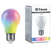 картинка Лампа светодиодная матовая, плавная сменая цвета LB-375 E27 3W RGB 38118 Feron от интернет-магазина К1-СТРОЙ
