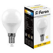 картинка Лампа светодиодная шар 7W 230V E14 2700K LB-95 25478 Feron от интернет-магазина К1-СТРОЙ