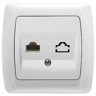 картинка Розетка компьютерная 1XRJ45 CAT5E белая Viko Carmen от интернет-магазина К1-СТРОЙ