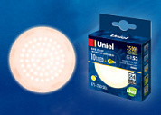 картинка Лампа светодиодная, матовая. Теплый белый свет 3000K LED-GX53-10W-WW-GX53-FR PLZ01WH ТМ Uniel от интернет-магазина К1-СТРОЙ