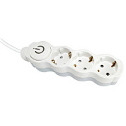 картинка Удлинитель бытовой с выключателем, "Люкс" 3 гнезда, 1,5м, с/з, с з/ш, ПВС 3х1мм2 16А/250В бело-серый TDM от интернет-магазина К1-СТРОЙ