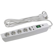 картинка Сетевой фильтр SFU-5es-2m-W с надежной защитой с заземлением с выключателем 5 розеток 2xUSB 2м 10А белый ЭРА от интернет-магазина К1-СТРОЙ
