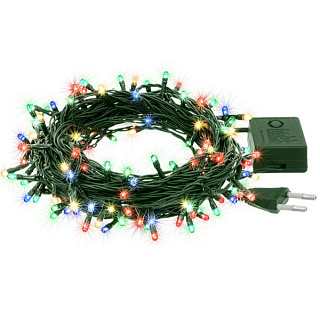 картинка Светодиодная гирлянда цветная 100 ламп зеленый шнур 5м. от интернет-магазина К1-СТРОЙ