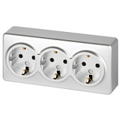 картинка Розетка тройная с заземлением 3х2P+E Schuko IP20 16A-250В ОУ алюминий 11-2208-03 ЭРА Эксперт от интернет-магазина К1-СТРОЙ