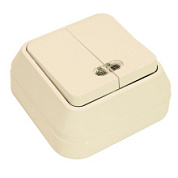 картинка Выключатель 2-клавишный с подсветкой наружный крем Makel Siva  от интернет-магазина К1-СТРОЙ