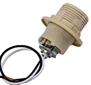 картинка Патрон Е14 с кольцом белый с проводом от интернет-магазина К1-СТРОЙ