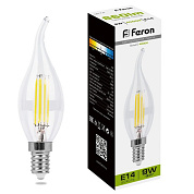 картинка Лампа светодиодная LB-74 Свеча на ветру E14 9W 4000K прозрачная 25962 Feron от интернет-магазина К1-СТРОЙ