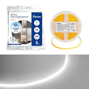 картинка Светодиодная COB лента LS630, 400SMD(2110)/ 7Вт/м 12V 5000*3*1.8мм 6500K, IP20 Feron от интернет-магазина К1-СТРОЙ