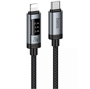 картинка Кабель Lightning to Type-C (PD), U148 1.2 м PD 27W с дисплеем, цвет черный HOCO от интернет-магазина К1-СТРОЙ