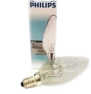 картинка Лампа накаливания свеча витая прозрачная  40Вт Е14 PHILIPS от интернет-магазина К1-СТРОЙ