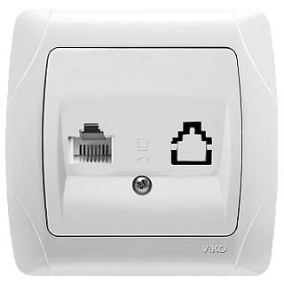 картинка Розетка телефонная RJ11 белый Viko Carmen  от интернет-магазина К1-СТРОЙ