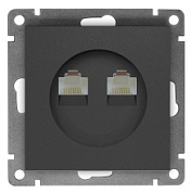 картинка Розетка компьютерная двойная RJ45 серия «Афина» графит UNIVersal от интернет-магазина К1-СТРОЙ