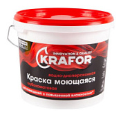 картинка Краска водно дисперсионная интерьерная глубокоматовая моющаяся 6.5кг красная Krafor от интернет-магазина К1-СТРОЙ
