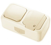 картинка Розетка с крышкой+1 клавишный выключатель наружный крем IP54 Viko Palmiye от интернет-магазина К1-СТРОЙ